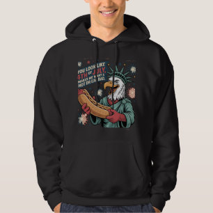 Patriotischer Adler mit Hot Dog Funny Art Hoodie