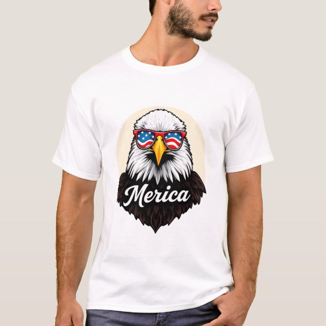 Patriotischer Adler mit Sonnenbrille - Merica Prid T-Shirt (Vorderseite)