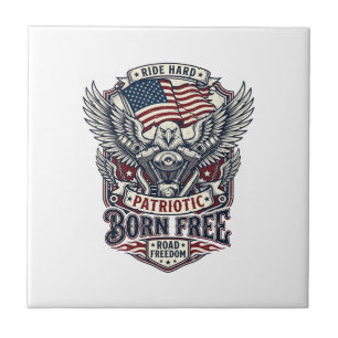 Patriotischer Adler Motorrad Freiheit Patriot Fliese