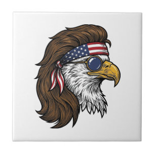 Patriotischer Adler-Mullet im Vintage-Stil Vektor Fliese