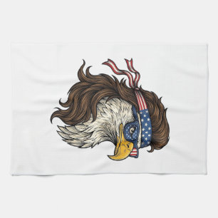 Patriotischer Adler-Mullet im Vintage-Stil Vektor  Geschirrtuch
