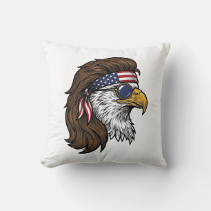 Patriotischer Adler-Mullet im Vintage-Stil Vektor Kissen