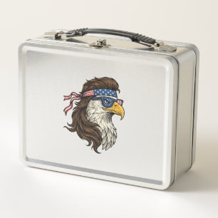 Patriotischer Adler-Mullet im Vintage-Stil Vektor  Metall Brotdose
