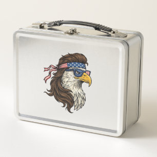 Patriotischer Adler-Mullet im Vintage-Stil Vektor  Metall Brotdose
