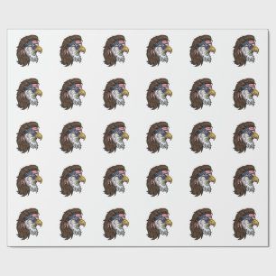 Patriotischer Adler-Mullet-Vintage-Stich-Vektor De Geschenkpapier