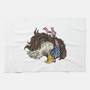 Patriotischer Adler-Mullet-Vintage-Stich-Vektor De Geschirrtuch