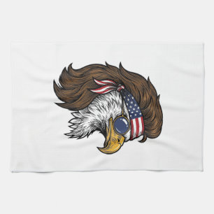 Patriotischer Adler-Mullet-Vintage-Stich-Vektor-De Geschirrtuch
