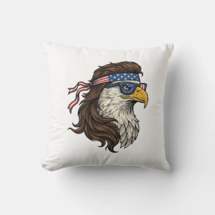 Patriotischer Adler-Mullet-Vintage-Stich-Vektor De Kissen