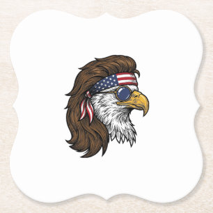 Patriotischer Adler-Mullet-Vintage-Stich-Vektor-De Untersetzer