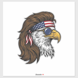 Patriotischer Adler-Mullet-Vintage-Stichvektor De Aufkleber