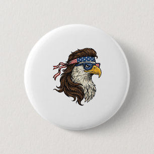Patriotischer Adler-Mullet-Vintage-Stichvektor De Button