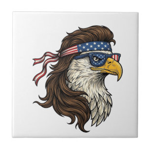 Patriotischer Adler-Mullet-Vintage-Stichvektor De Fliese