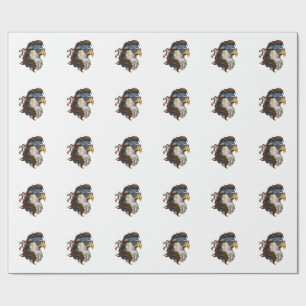Patriotischer Adler-Mullet-Vintage-Stichvektor De Geschenkpapier