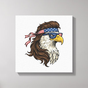 Patriotischer Adler-Mullet-Vintage-Stichvektor De Leinwanddruck