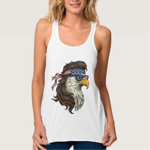 Patriotischer Adler-Mullet-Vintage-Stichvektor De Tank Top