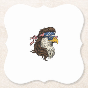 Patriotischer Adler-Mullet-Vintage-Stichvektor De Untersetzer