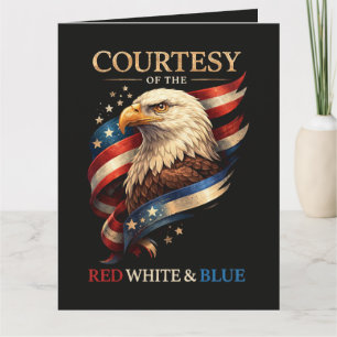 Patriotischer Adler Rot Weiß und Blau Vintage Karte