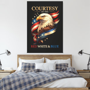 Patriotischer Adler Rot Weiß und Blau Vintage  Leinwanddruck
