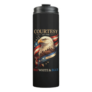 Patriotischer Adler Rot Weiß und Blau Vintage Thermosbecher