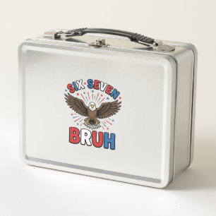 Patriotischer Adler Sechs Sieben Bruh Vektordesign Metall Brotdose