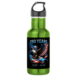 Patriotischer Adler und Flagge 250 Jahre 1776-2026 Edelstahlflasche