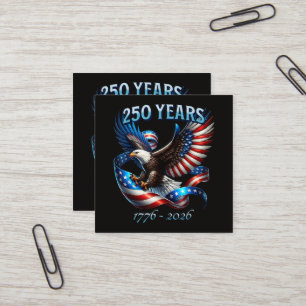 Patriotischer Adler und Flagge 250 Jahre 1776-2026 Quadratische Visitenkarte