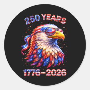 Patriotischer Adler und Flagge 250 Jahre 1776-2026 Runder Aufkleber