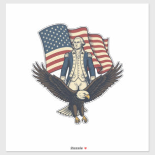 Patriotischer Adler und kolonialer General Vintage Aufkleber