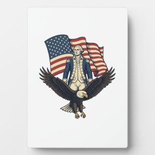 Patriotischer Adler und kolonialer General Vintage Fotoplatte