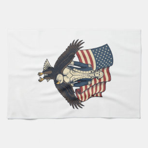 Patriotischer Adler und kolonialer General Vintage Geschirrtuch