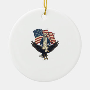 Patriotischer Adler und kolonialer General Vintage Keramik Ornament