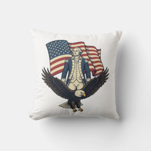 Patriotischer Adler und kolonialer General Vintage Kissen