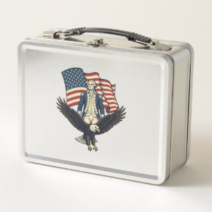 Patriotischer Adler und kolonialer General Vintage Metall Brotdose