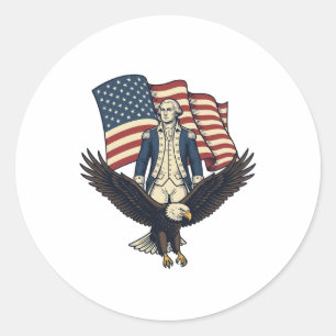 Patriotischer Adler und kolonialer General Vintage Runder Aufkleber