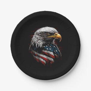 Patriotischer Adler USA Amerikanische Flagge 4. Ju Pappteller