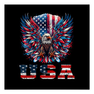 Patriotischer Adler USA-Flagge Poster