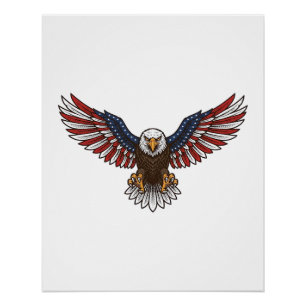Patriotischer Adler Vintage Gravur Vektor Design_1 Poster
