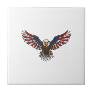 Patriotischer Adler Vintage-Stich Vektor-Design_1 Fliese