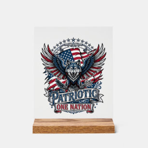 Patriotischer Adler Wolf Hybrid Tier Hybrid Patrio Acrylschild