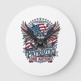 Patriotischer Adler Wolf Hybrid Tier Hybrid Patrio Große Wanduhr