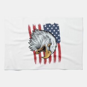 Patriotischer Adlerflagge Vintage-Vektordesign_1 Geschirrtuch