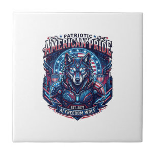Patriotischer Ai Freiheit Wolf Cyberpunk Zukunft F Fliese