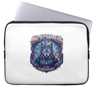 Patriotischer Ai Freiheit Wolf Cyberpunk Zukunft F Laptopschutzhülle