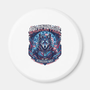 Patriotischer Ai Freiheit Wolf Cyberpunk Zukunft F Magnet