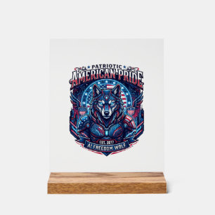 Patriotischer Ai-Freiheitswolf Cyberpunk Zukunft F Acrylschild