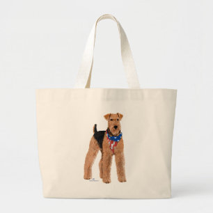 Patriotischer Airedale Terrier Jumbo Stoffbeutel