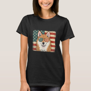 Patriotischer Akita Inu Hundeliebhaber USA-Flagge T-Shirt