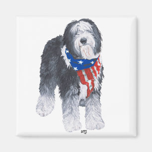 Patriotischer Altenglischer Schäferhund Magnet