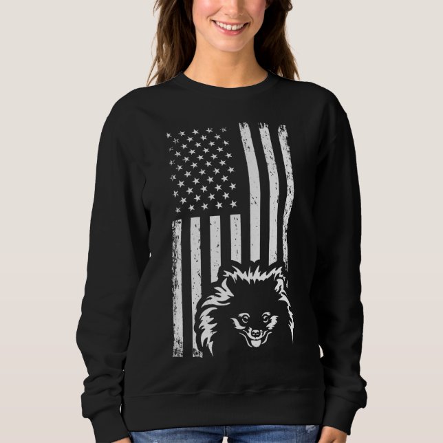 Patriotischer American Flag Teacup Spitz Sweatshirt (Vorderseite)