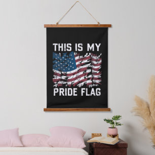 Patriotischer Amerikaner Dies ist meine Pride-Flag Wandteppich Mit Holzrahmen